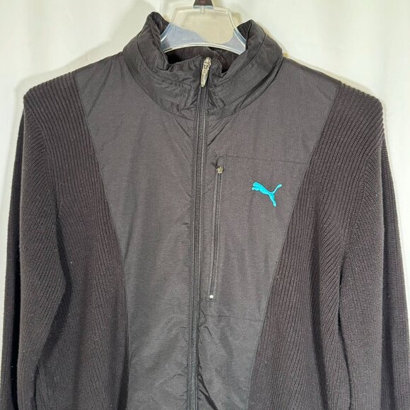 PUMA Black Solid Activewear Men's Sweater Jacket Size Xl X LargeCotton Nylon Rib - Picture 2 of 12